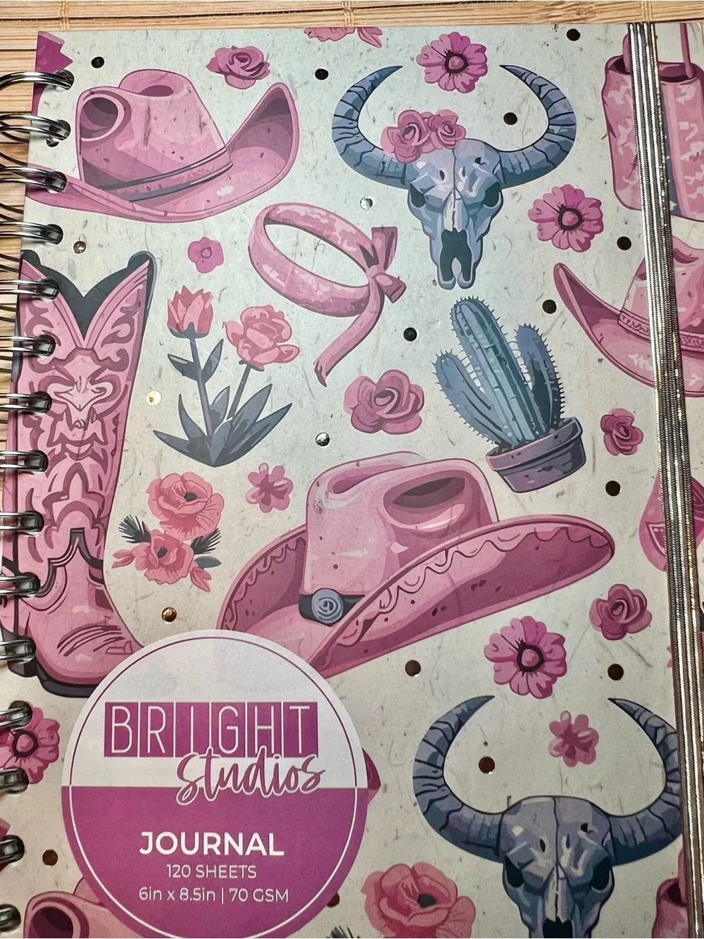 Floral Western Cowgirl Spiral Journal Flowers Cactus Boot Hat Cowboy